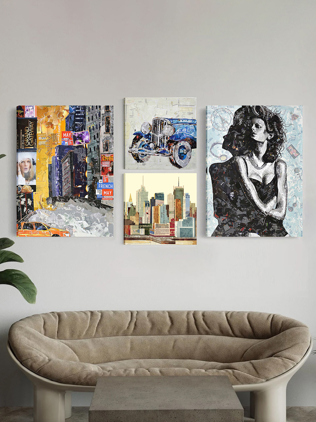 Art Street Set Of 5 Multicoloured Printed World Cities Pop Theme Painting Wall Art