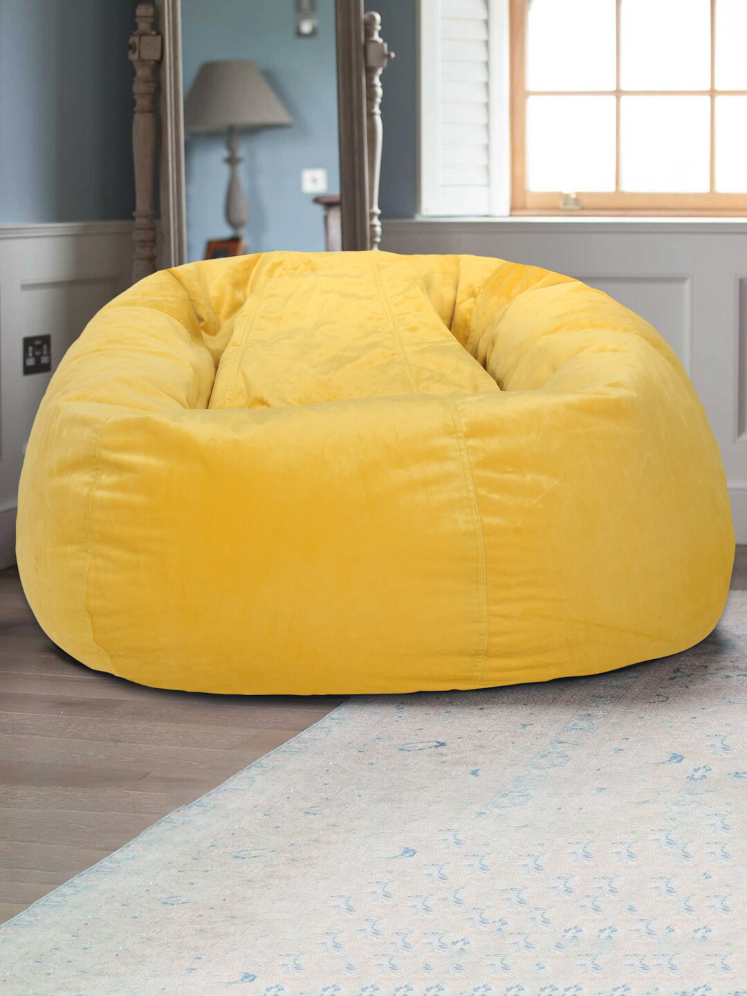 eyda Yellow Velvet Bean Bag Cover