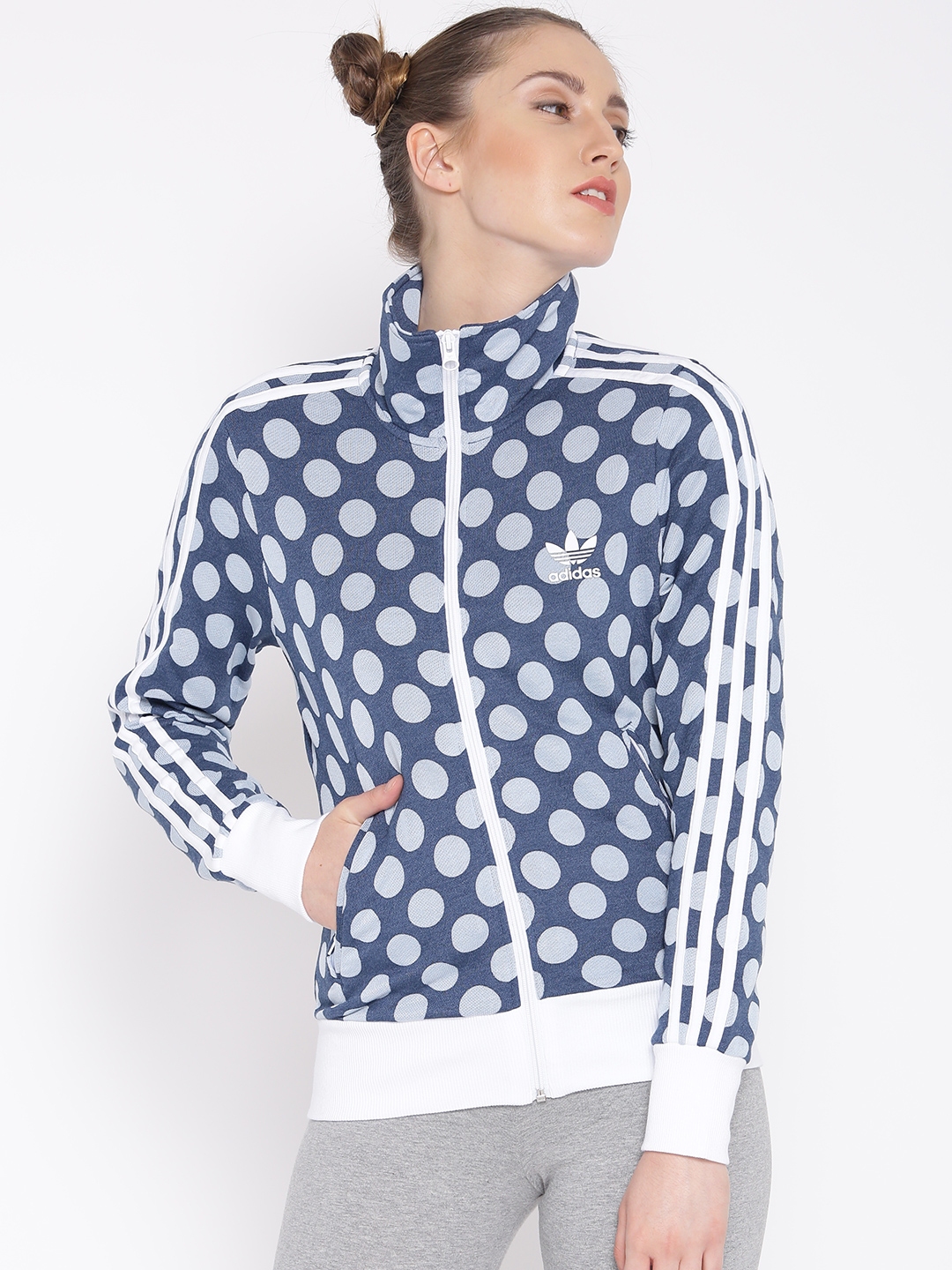 Buy ADIDAS Originals Blue FIREBIRD TT Polka Dot Print Sporty Jacket Jackets for Women 1808778 Myntra
