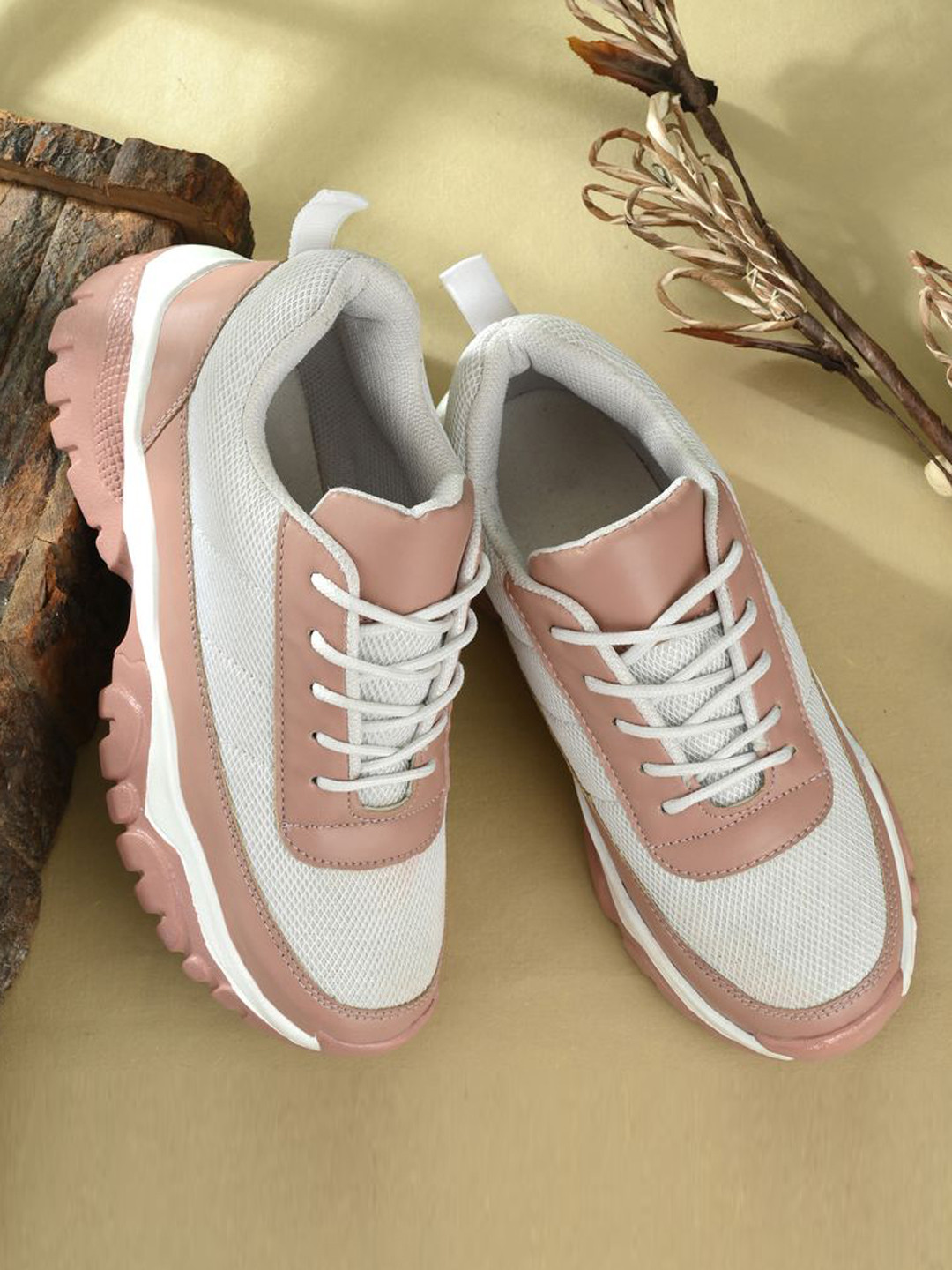 DEAS Women Peach-Coloured Colourblocked Sneakers