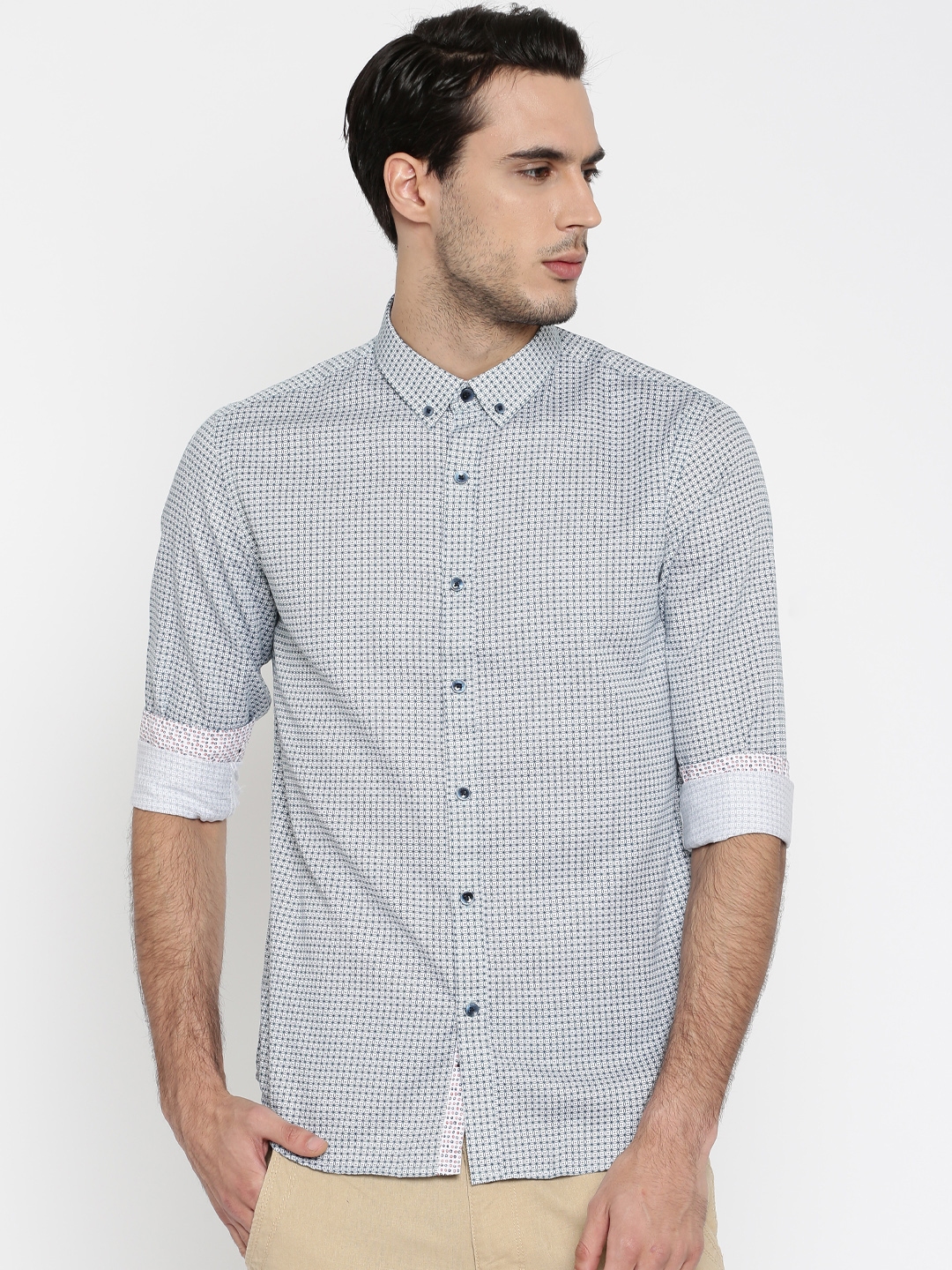 flying machine men printed casual white shirt