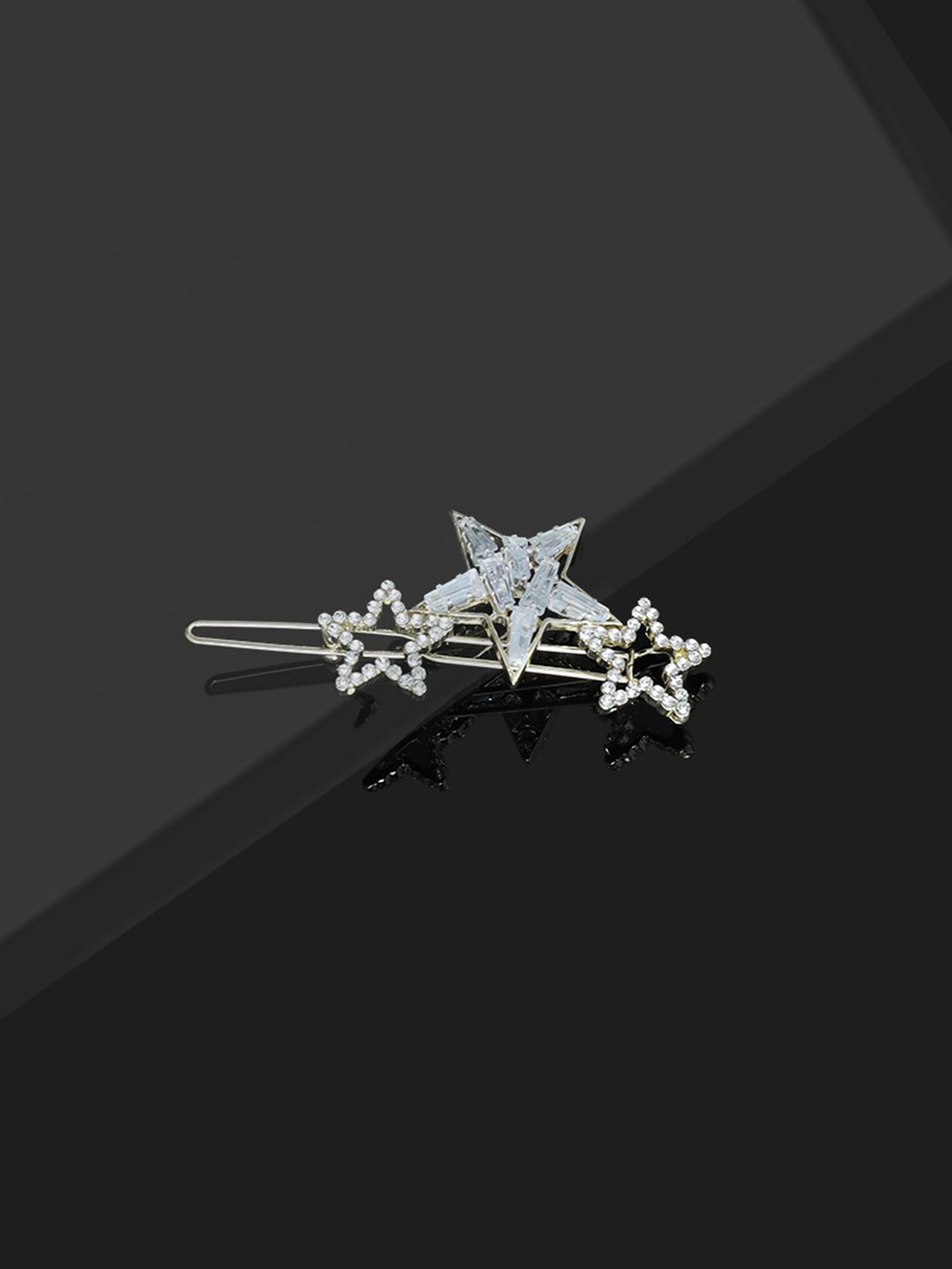 LAIDA Women Gold-Toned & Transparent Star-Shaped AD-Studded Bobby Pins