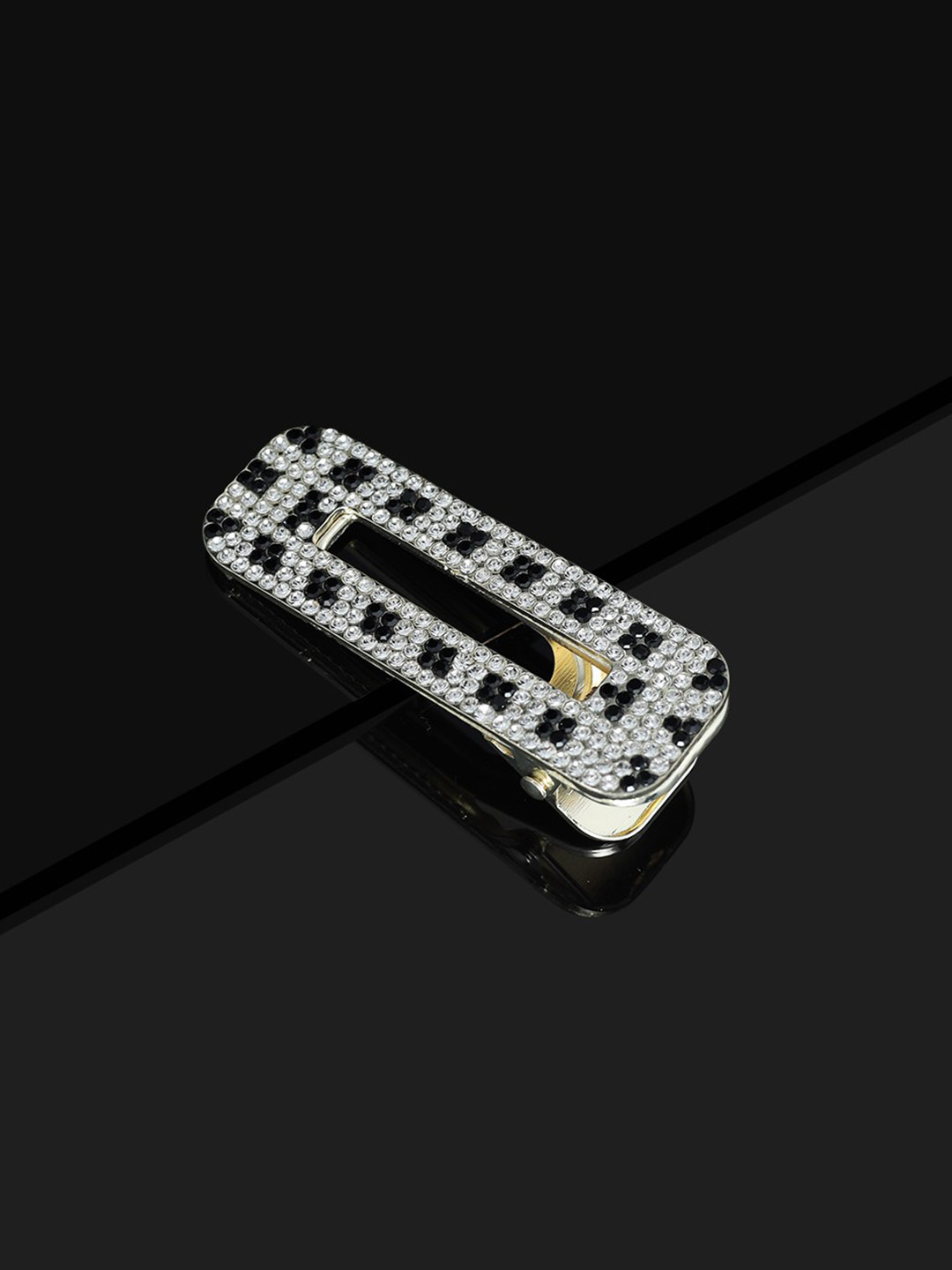 LAIDA Women Black & Transparent AD-Studded Embellished Alligator Hair Clip