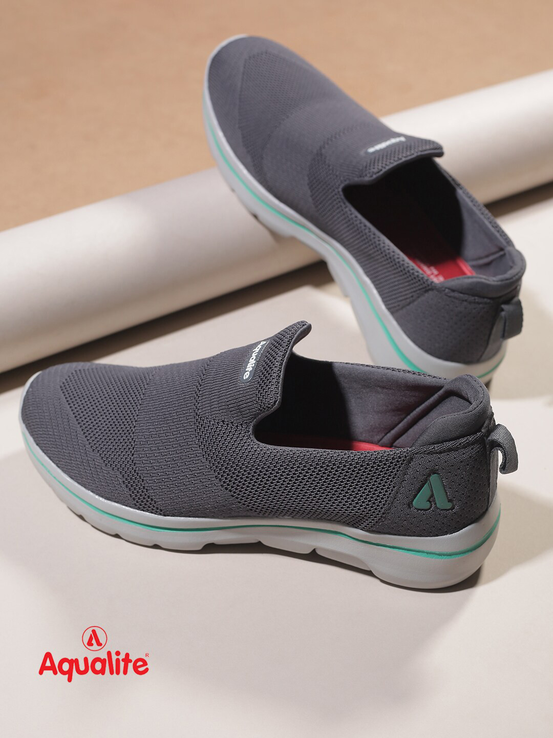 Aqualite Men Grey Mesh Walking Light Weight Non-Marking Shoes