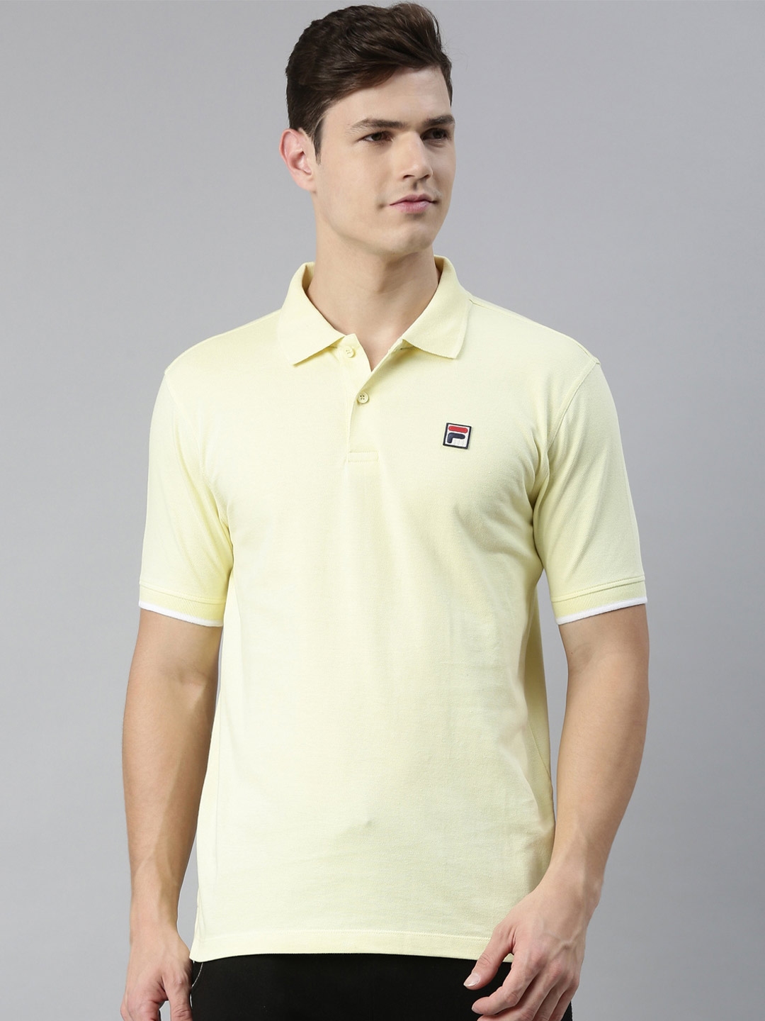 Buy FILA Men Yellow Polo Collar Pure Cotton T shirt Tshirts for Men 18096354 Myntra