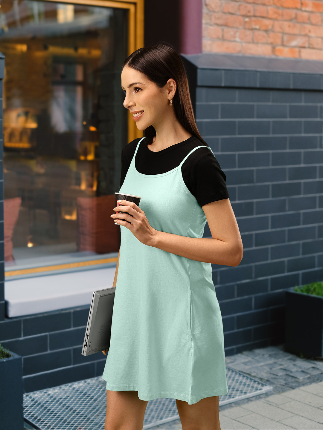ONLY Sea Green A-Line Cotton Dress