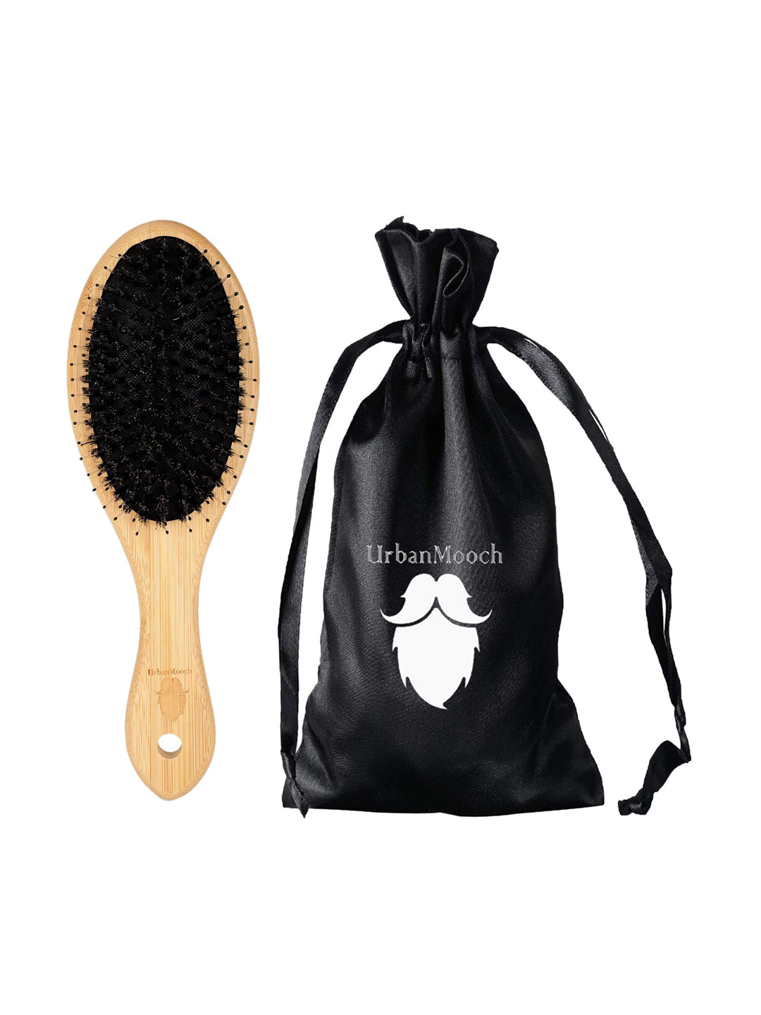UrbanMooch Boar & Nylon Bristle Bamboo Hair Brush - Beige