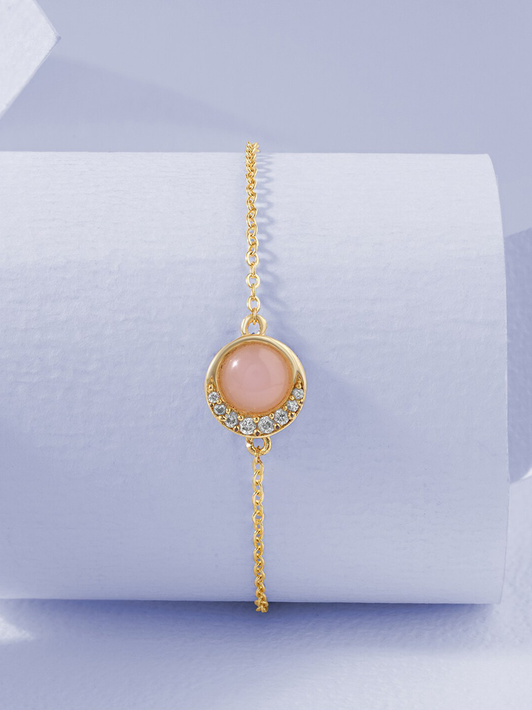 MINUTIAE Women Gold-Plated & Pink Brass Onyx Bracelet