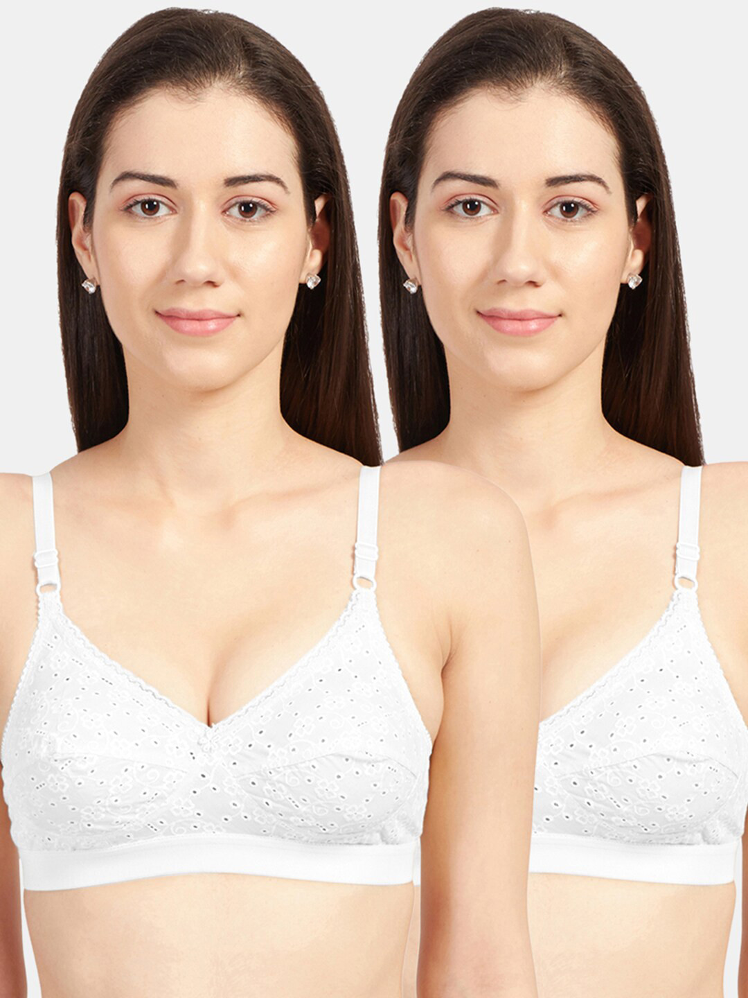 Sonari White Pack Of 2 Cotton Bra racerwhitewhite30B
