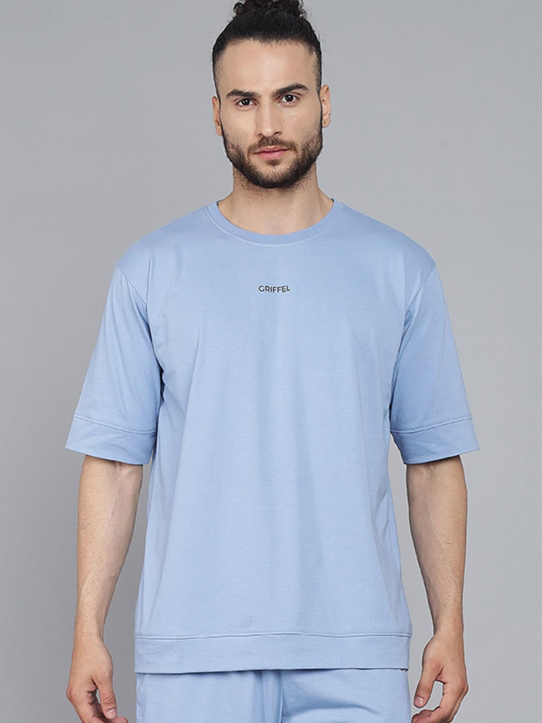 GRIFFEL Men Blue Oversized  T-shirt