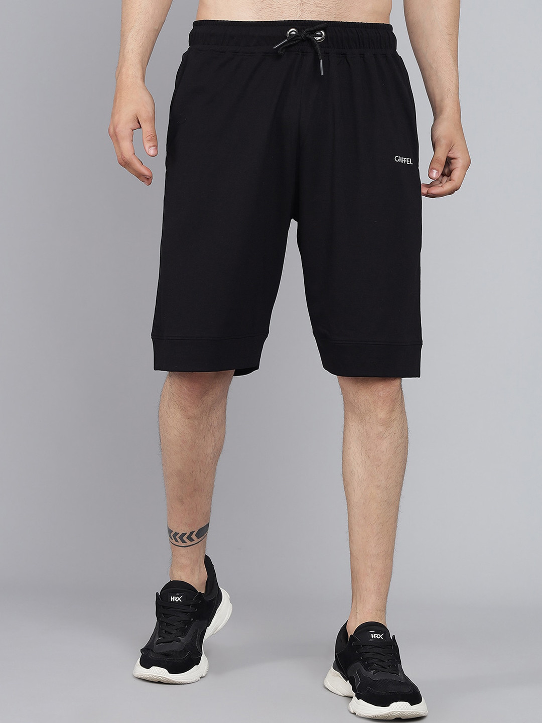 GRIFFEL Men Black Loose Fit Sports Shorts