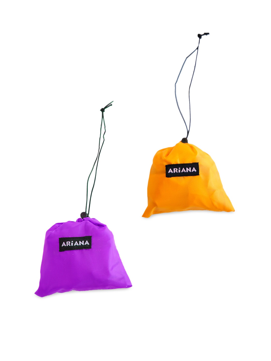 Ariana Pack of 2 Purple & Yellow Solid Waterproof Shopping Bags