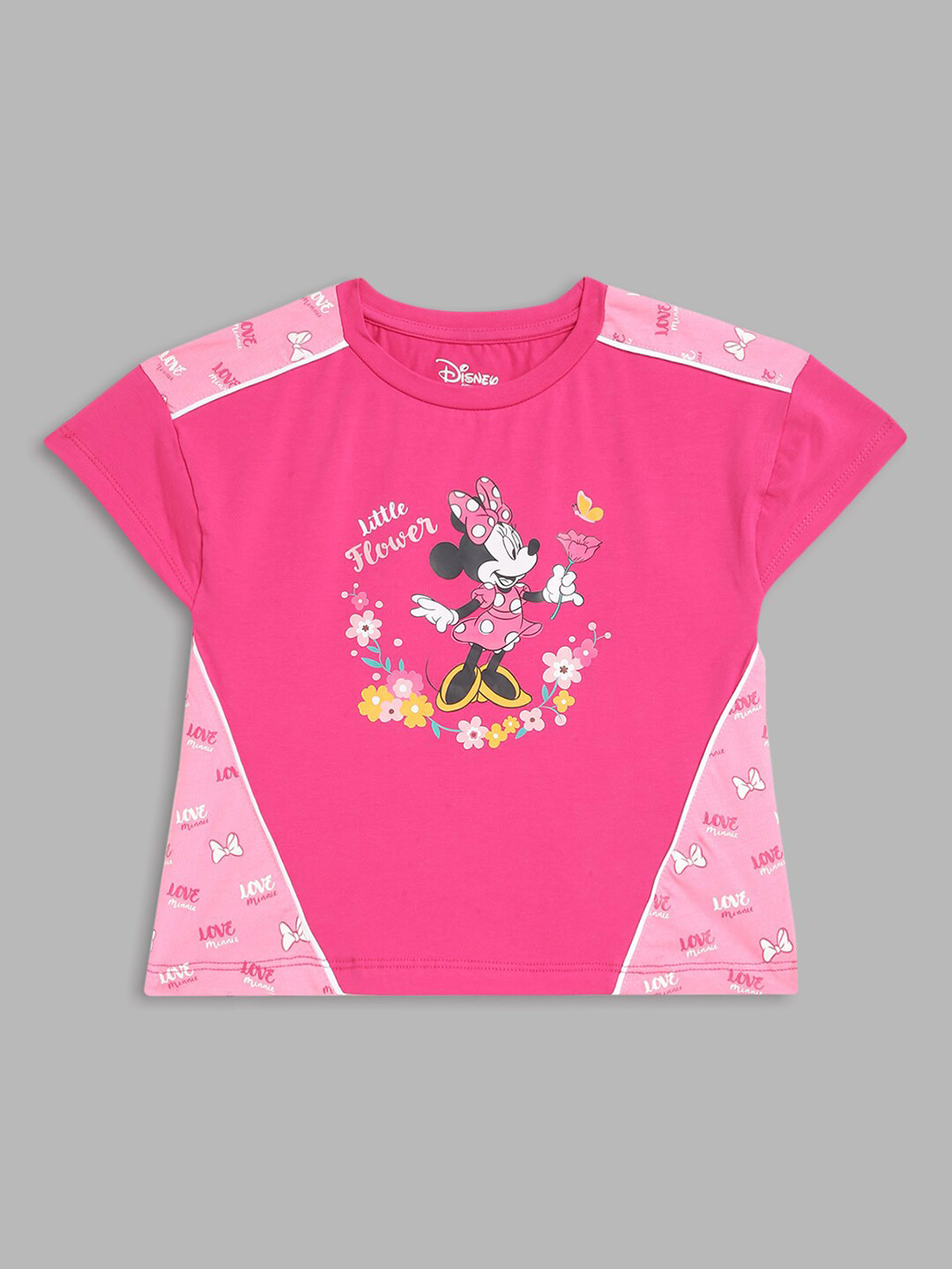 Blue Giraffe Girls Pink Minnie Mouse Printed T-shirt