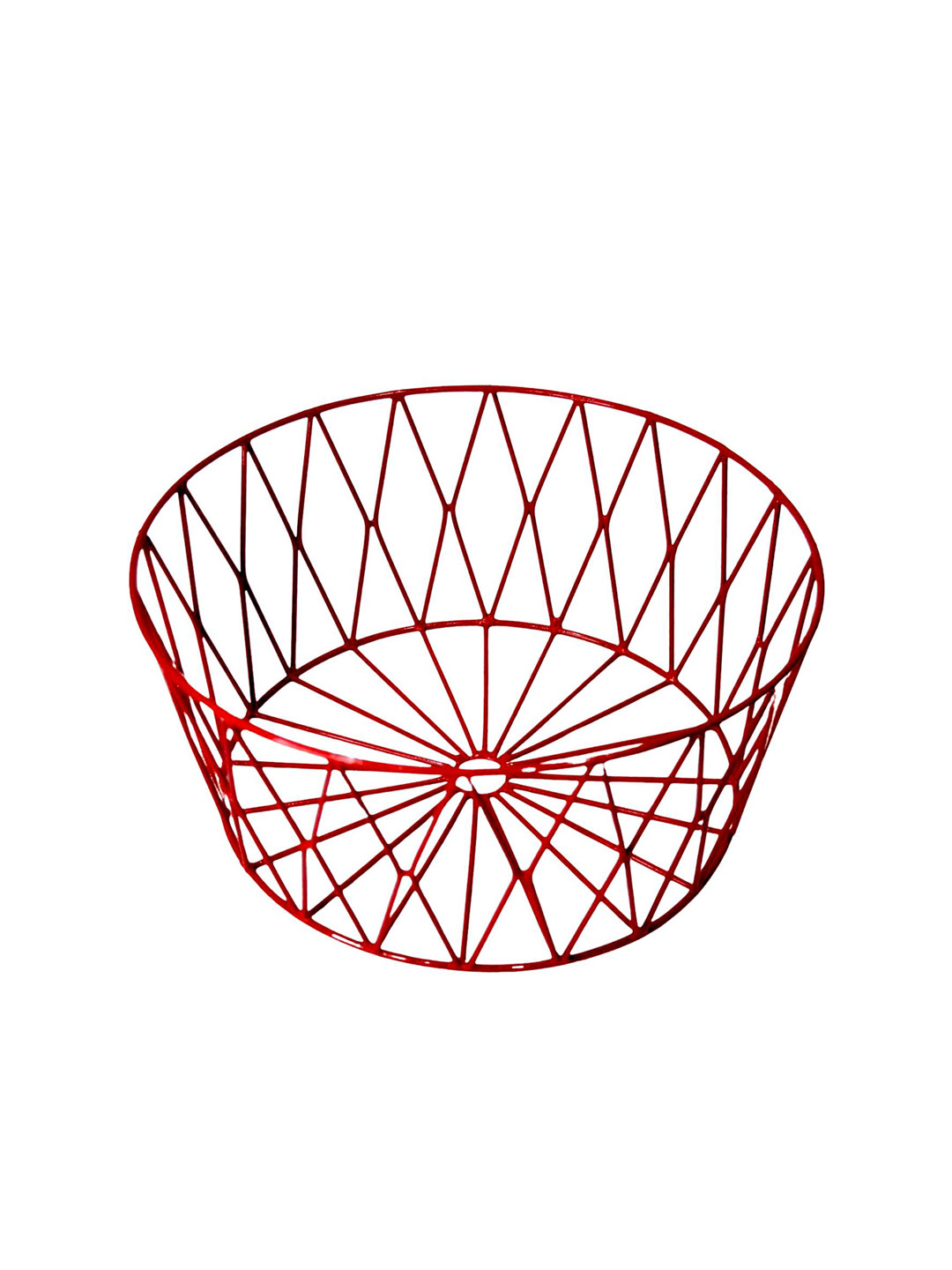 Tranquil Square Red Metal Fruit Basket Bowl