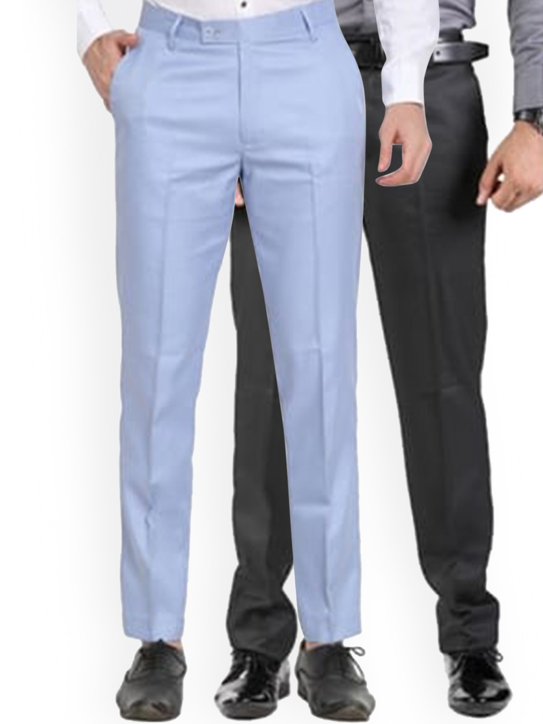 Sam and Jack Men Black & Blue  Pack of 2 Smart Chambray Trousers