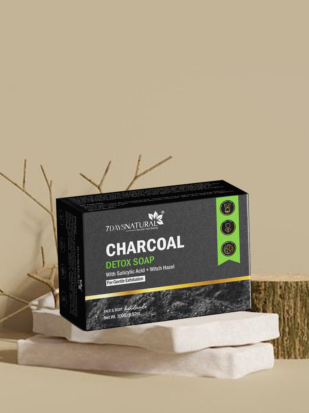 7DAYSNATURAL Handmade Charcoal Detox Soap 100 g