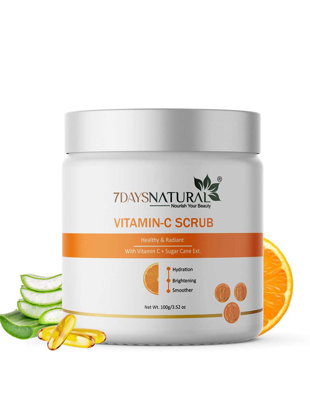 7DAYSNATURAL Vitamin C Face Scrub For Glowing Skin, With Walnut For Skin Illumination-100 g