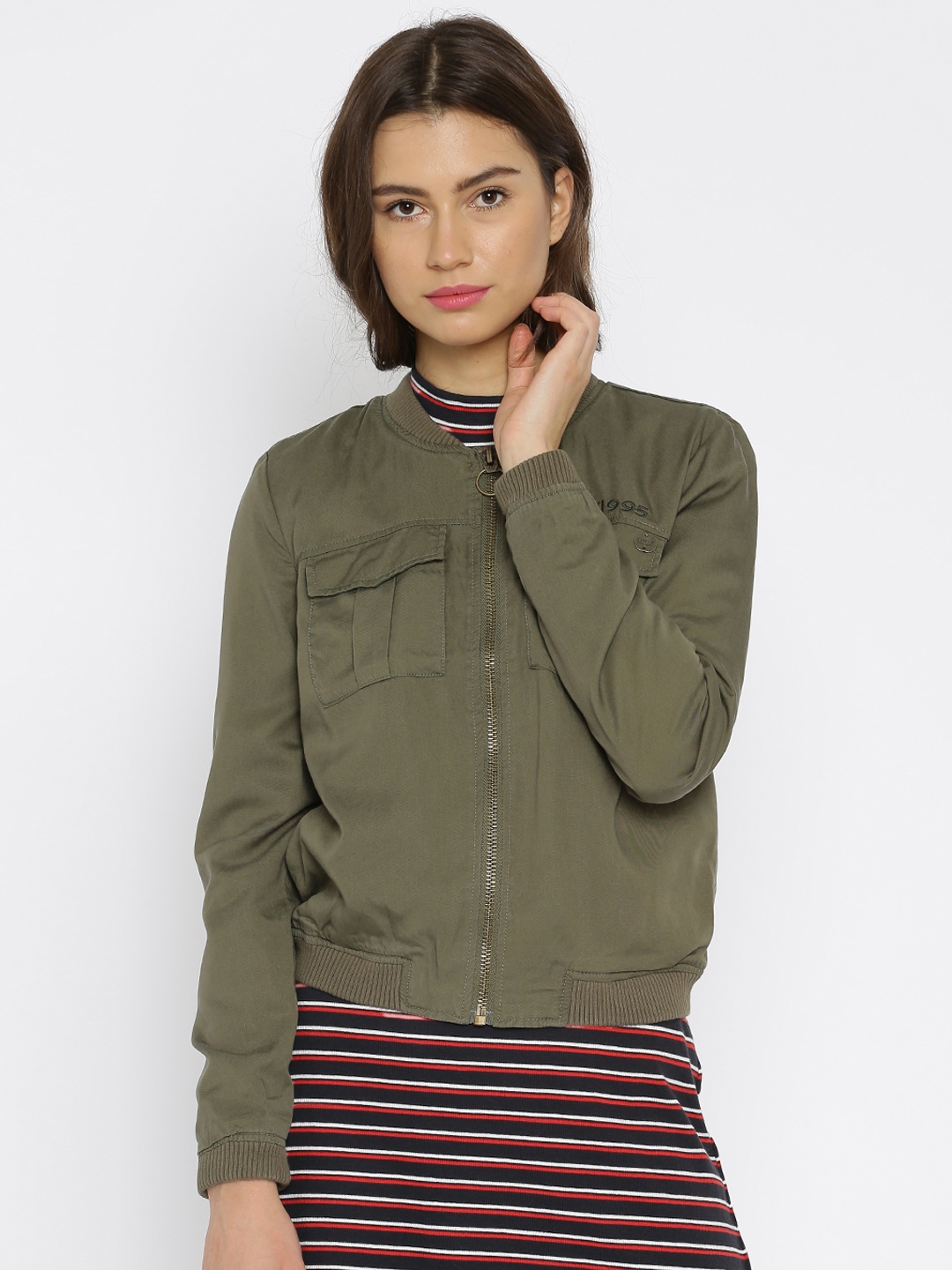 olive green embroidered jacket