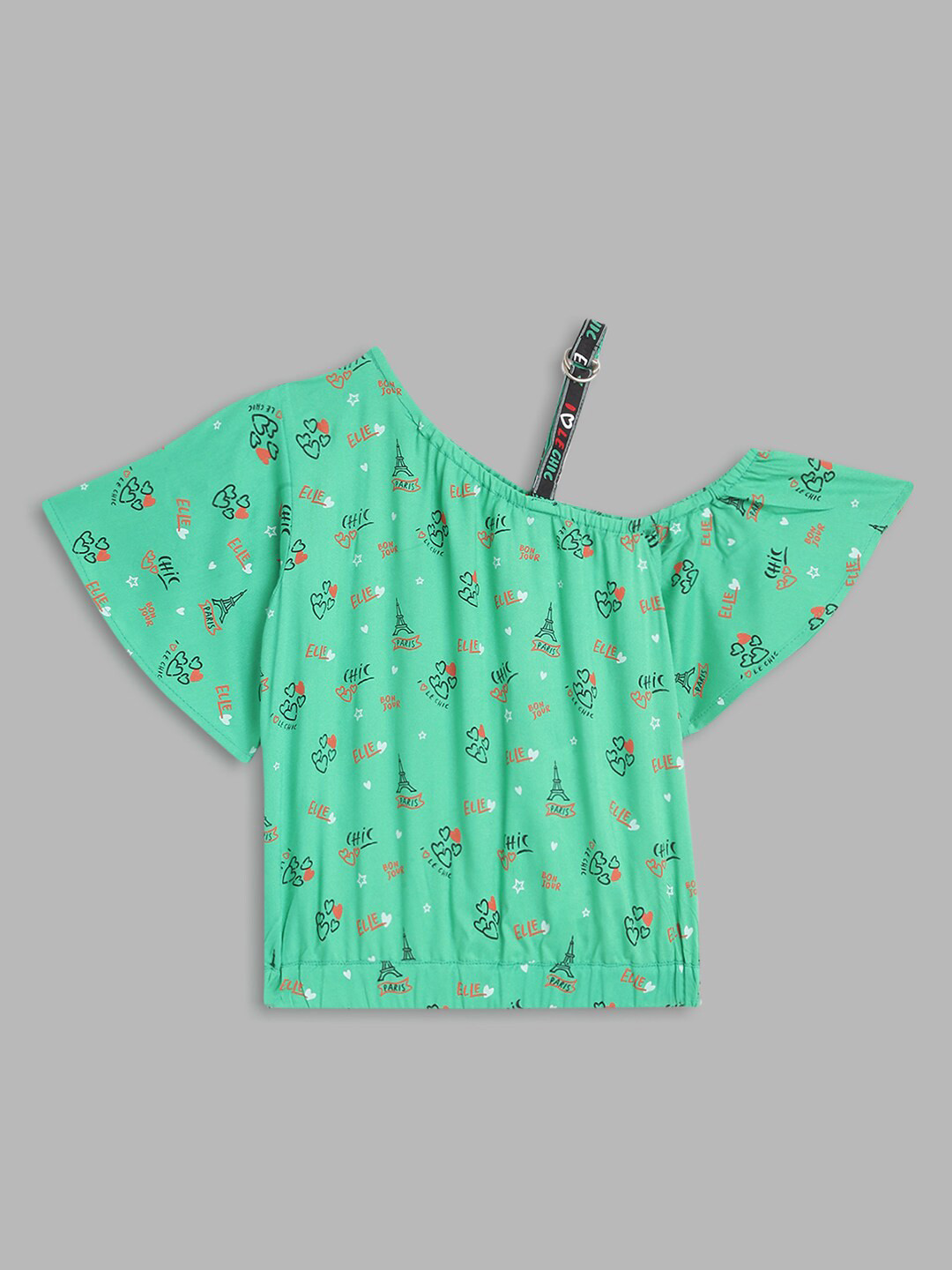 ELLE Kids Girls Green Floral Print Top