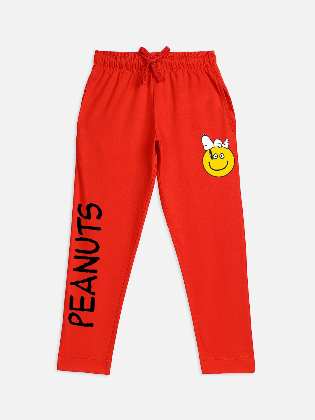 Kids Ville Girls Red Peanuts Printed Pure Cotton Lounge Pants