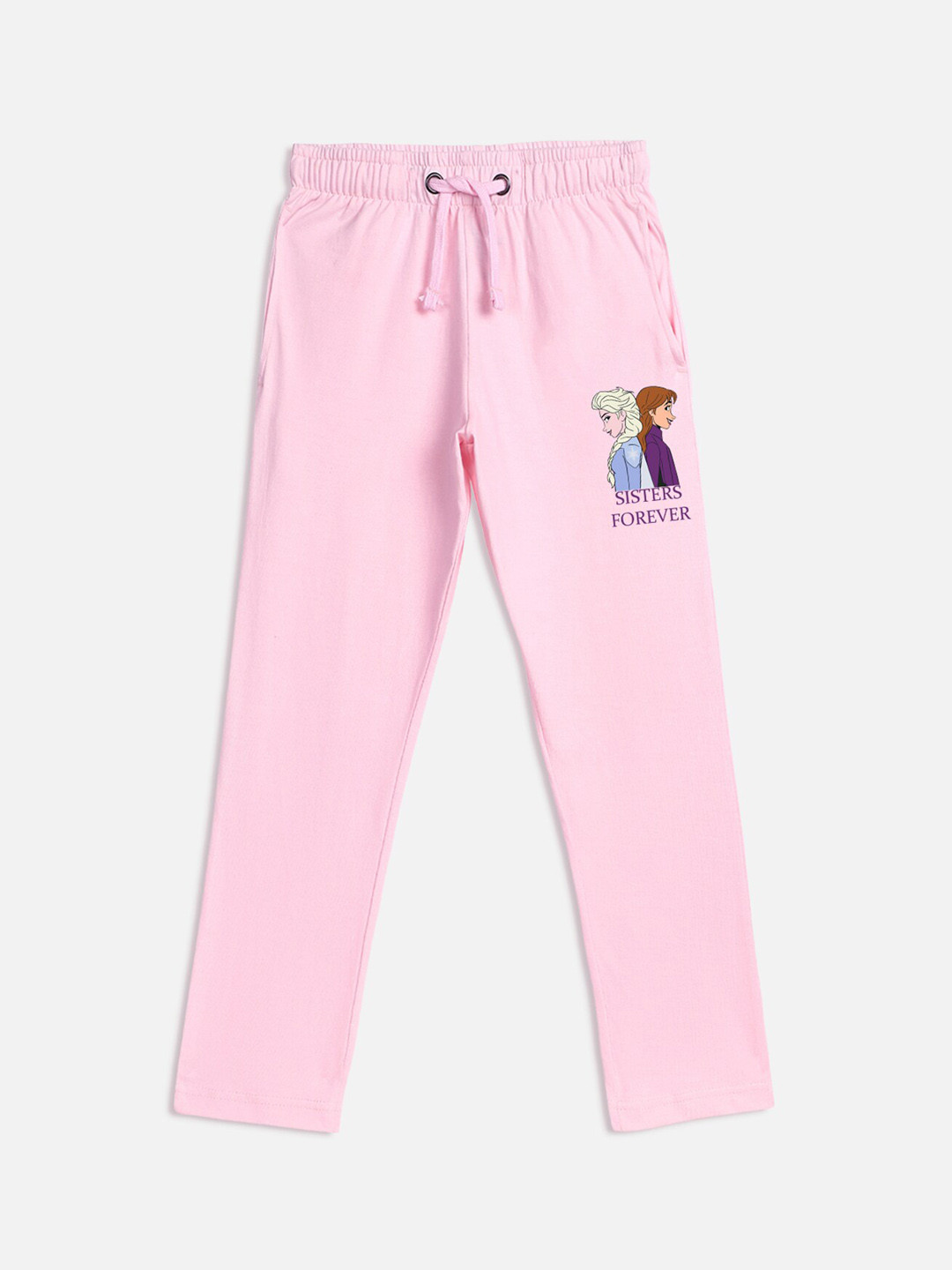 Kids Ville Pink Frozen 2 Printed Cotton Straight Lounge Pants