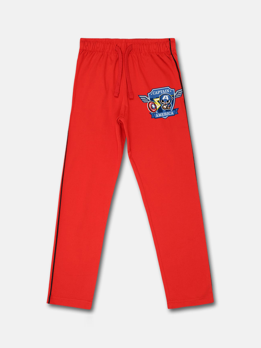 Kids Ville Boys Red Captain America Printed Cotton Lounge Pants