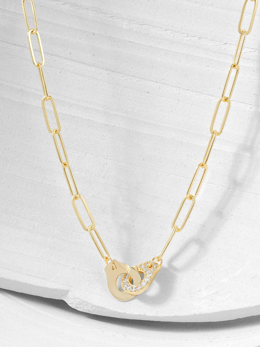 MINUTIAE Women White Brass Gold-Plated Link Necklace