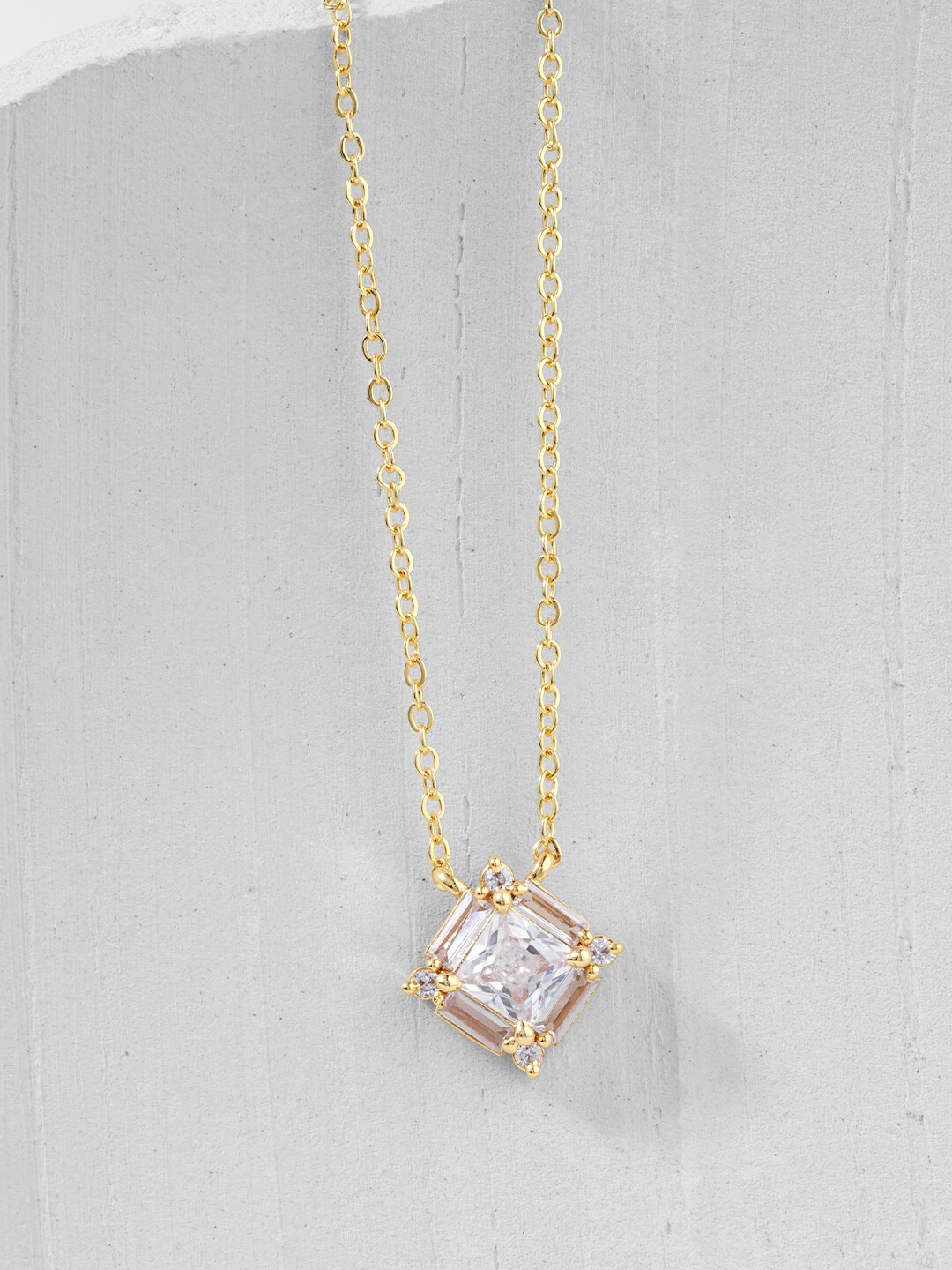 MINUTIAE Gold-Plated Princess Solitaire Pendant Necklace