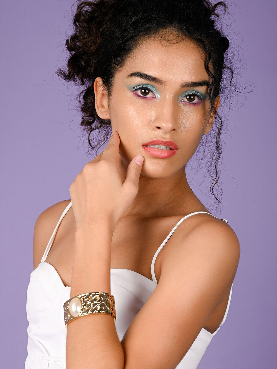 ODETTE Women Gold-Toned & White Gold-Plated Cuff Bracelet