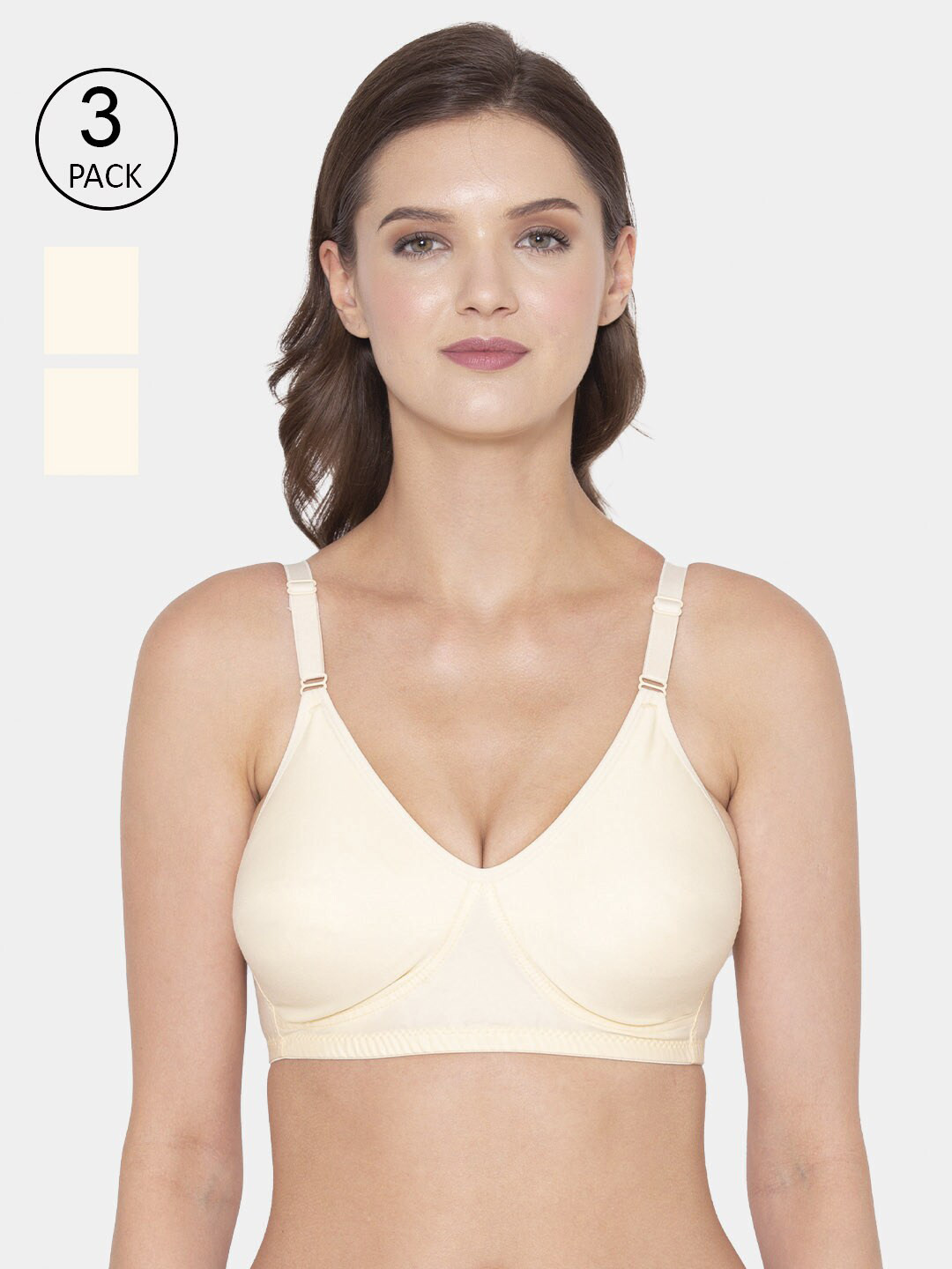 Souminie Pack of 3 Solid Cotton Everyday Bra SS-903-01-SK-3PC