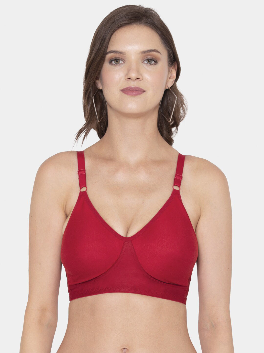 Souminie Red Cotton Seamless Bra SS-903-02-RD