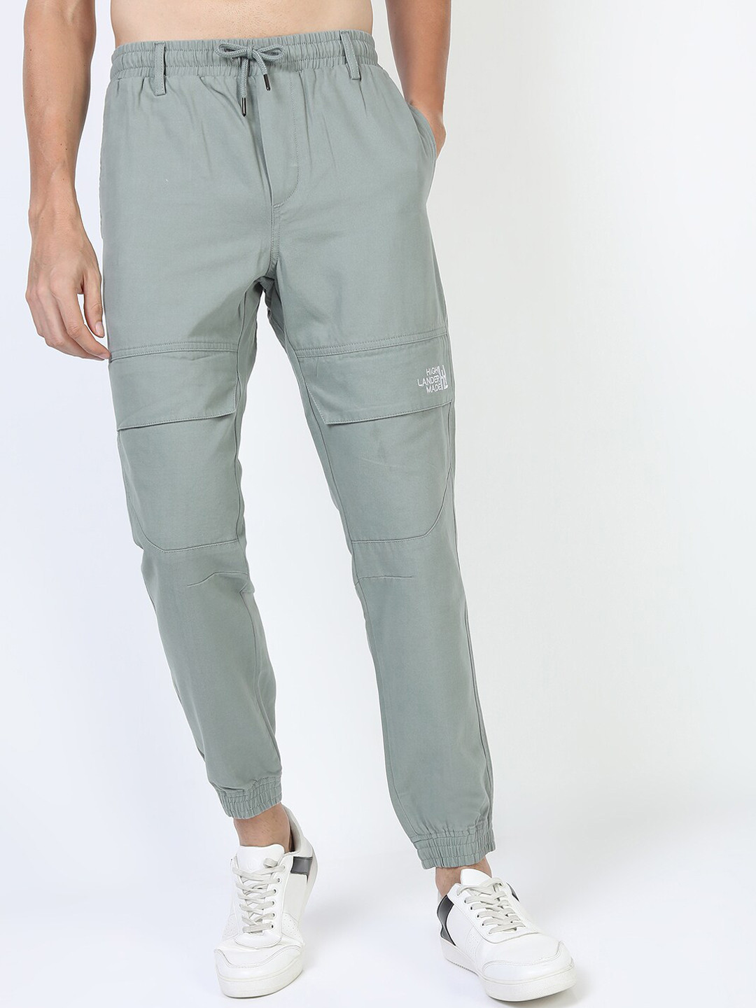 HIGHLANDER Men Grey Solid Cotton Regular Joggers