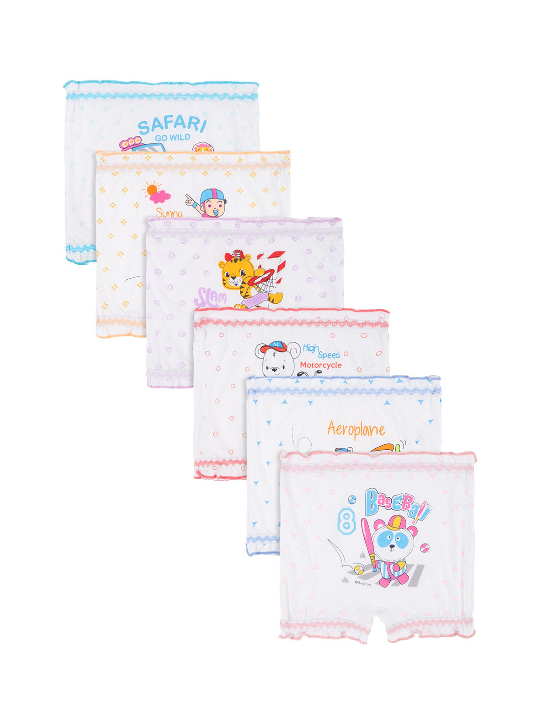 Bodycare Unisex Kids Pack Of 6 Assorted Cotton Boyshorts Briefs