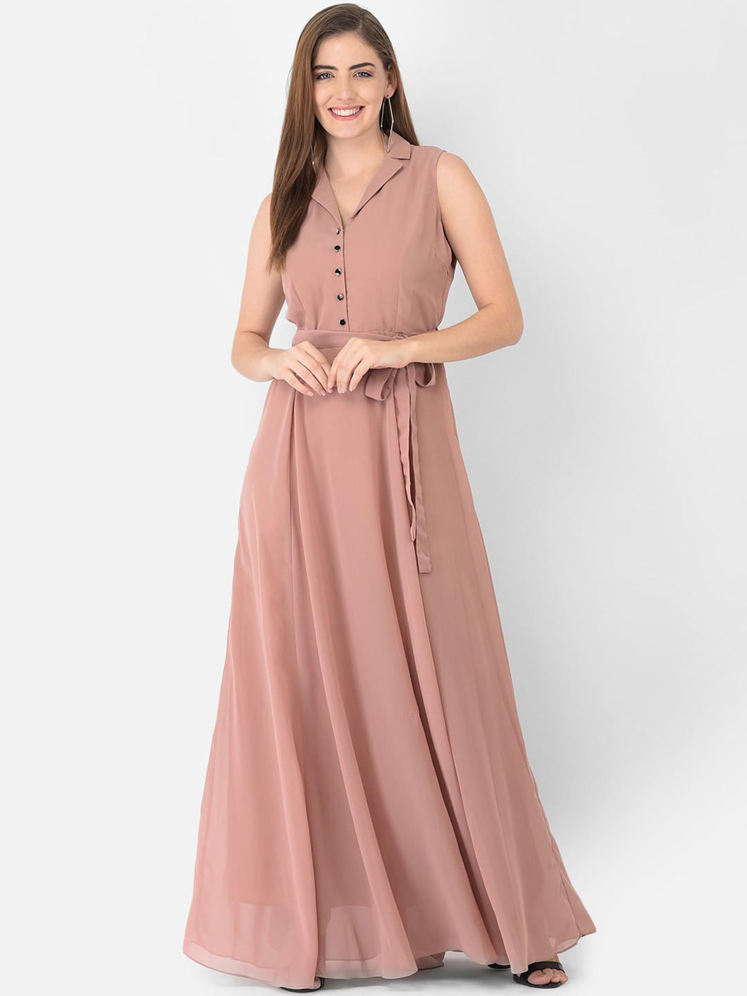 Eavan Nude-Coloured Georgette Maxi Dress