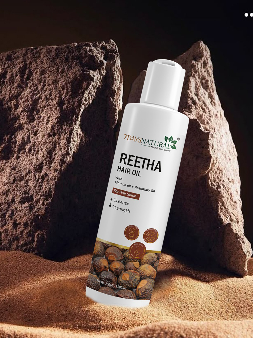 7DAYSNATURAL Cold-Pressed 100% Pure Reetha Oil for Hair Fall & Dandruff Control - 100ml