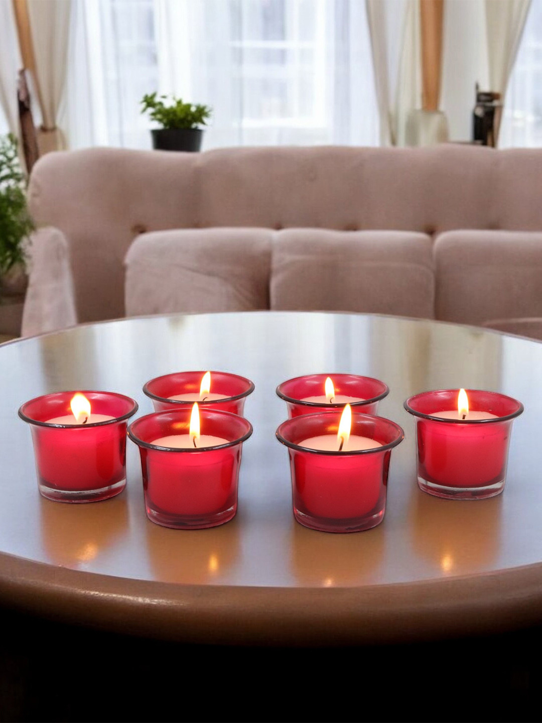 HOSLEY for Decoration 6Pcs 1 Wick Apple Cinnamon Solid Geometric Regular Jar Candles