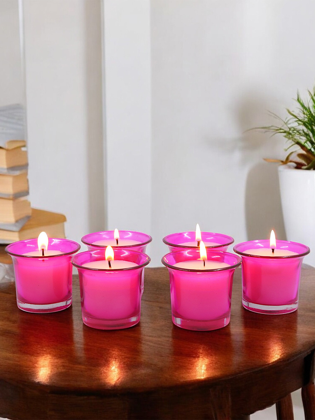 HOSLEY for Decoration 6Pcs Scented 1 Wick Rose Solid Geometric Regular Jar Candles