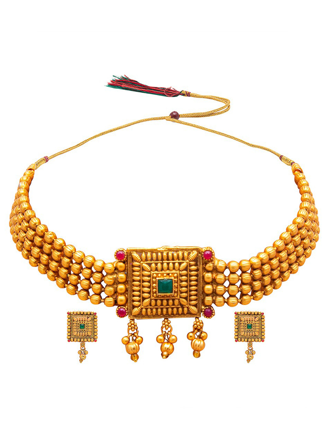 Shining Jewel - By Shivansh Brass Gold-Plated Choker Jewellery Set