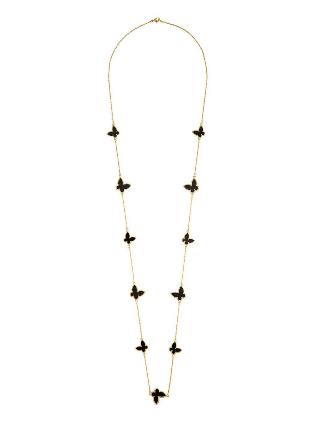 Moon Dust Gold-Toned & Black Brass Gold-Plated Butterfly Chain
