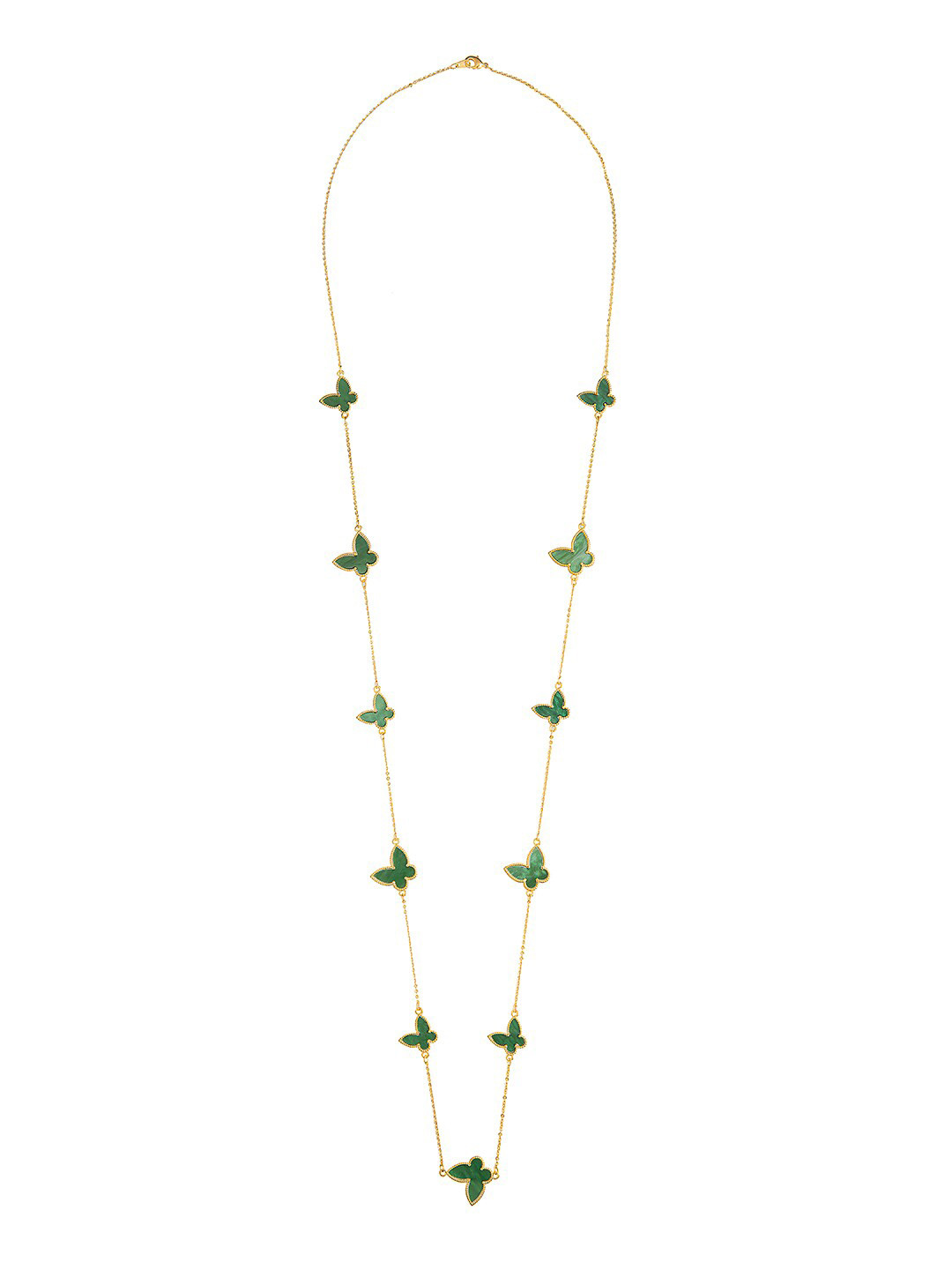 Moon Dust Gold-Toned & Green Brass Gold-Plated Chain