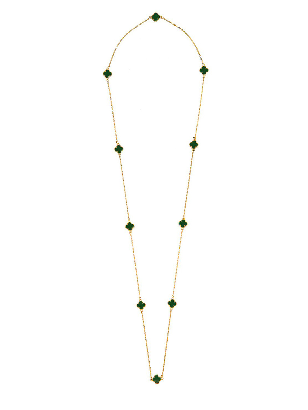 Moon Dust Gold-Plated & Green Onyx Long Necklace