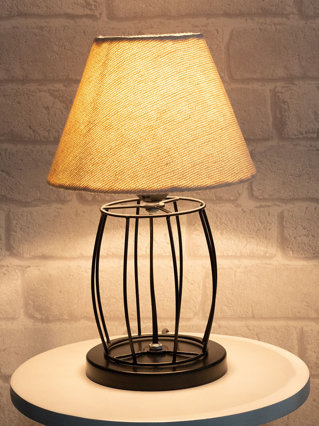 Homesake White Metal Cage Table Lamp