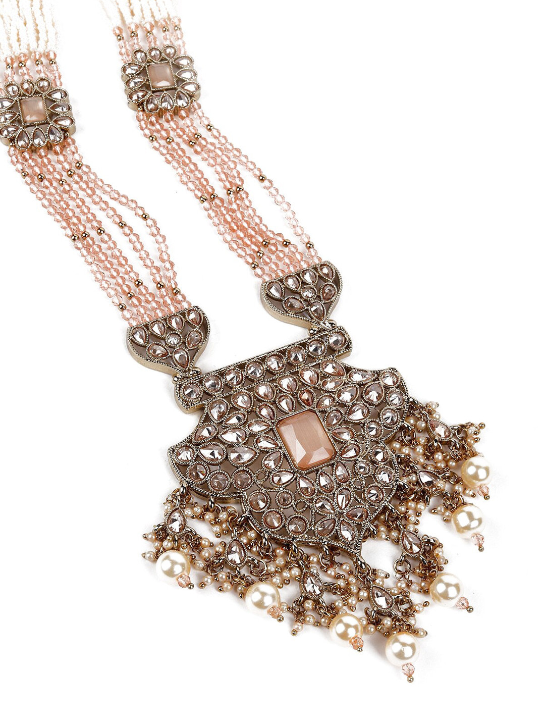 ODETTE Silver-Plated Kundan Studded & Beaded Jewellery Set