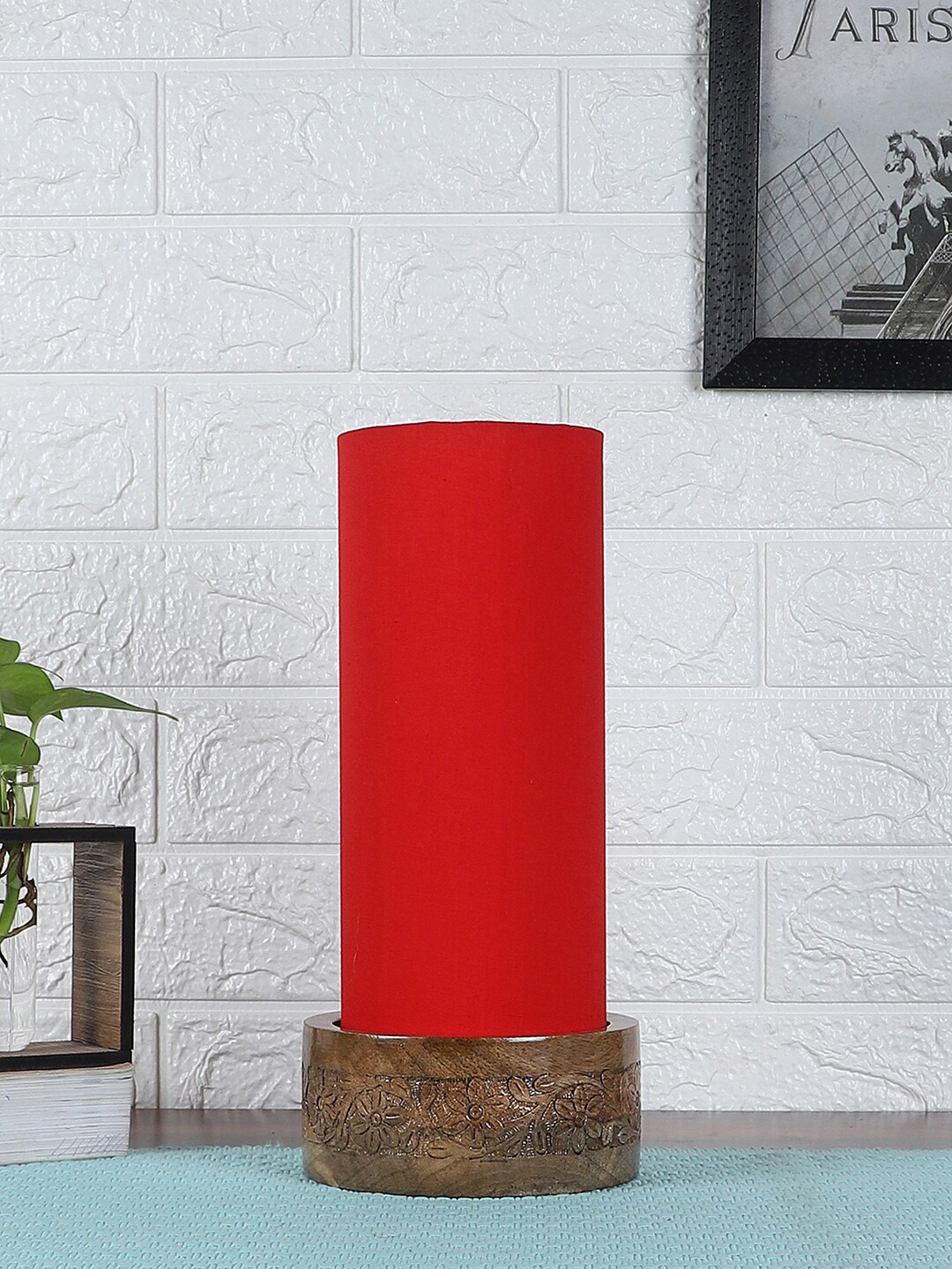 Devansh Red Solid Table Lamp
