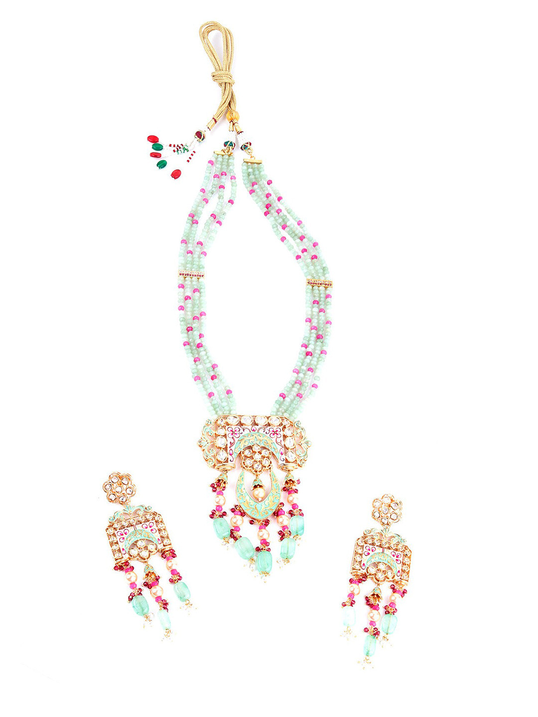 ODETTE Green Pearl Beaded Statement Necklace