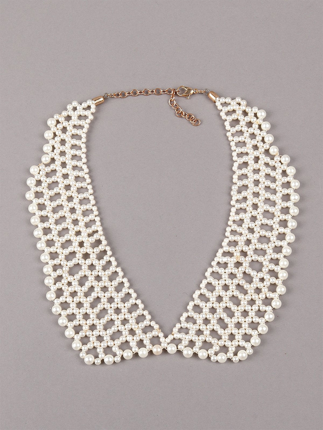 ODETTE White Pearl Beaded Statement Necklace