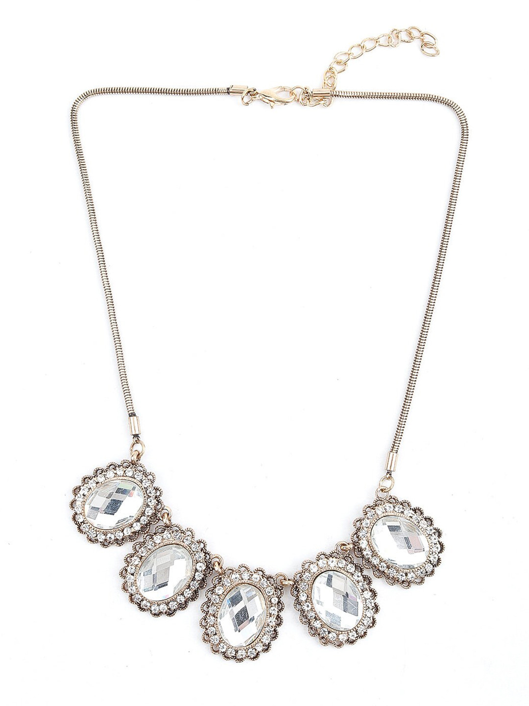 ODETTE Gold-Toned & Red Artificial Beads & Stones Antique Necklace