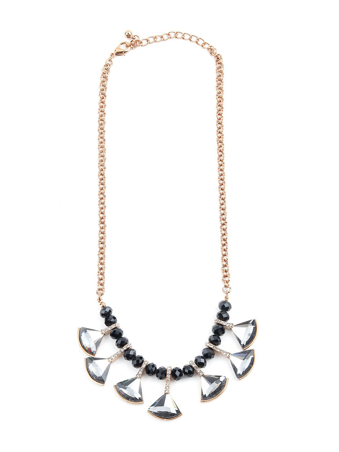 ODETTE Gold-Toned & Black Rhinestone Necklace