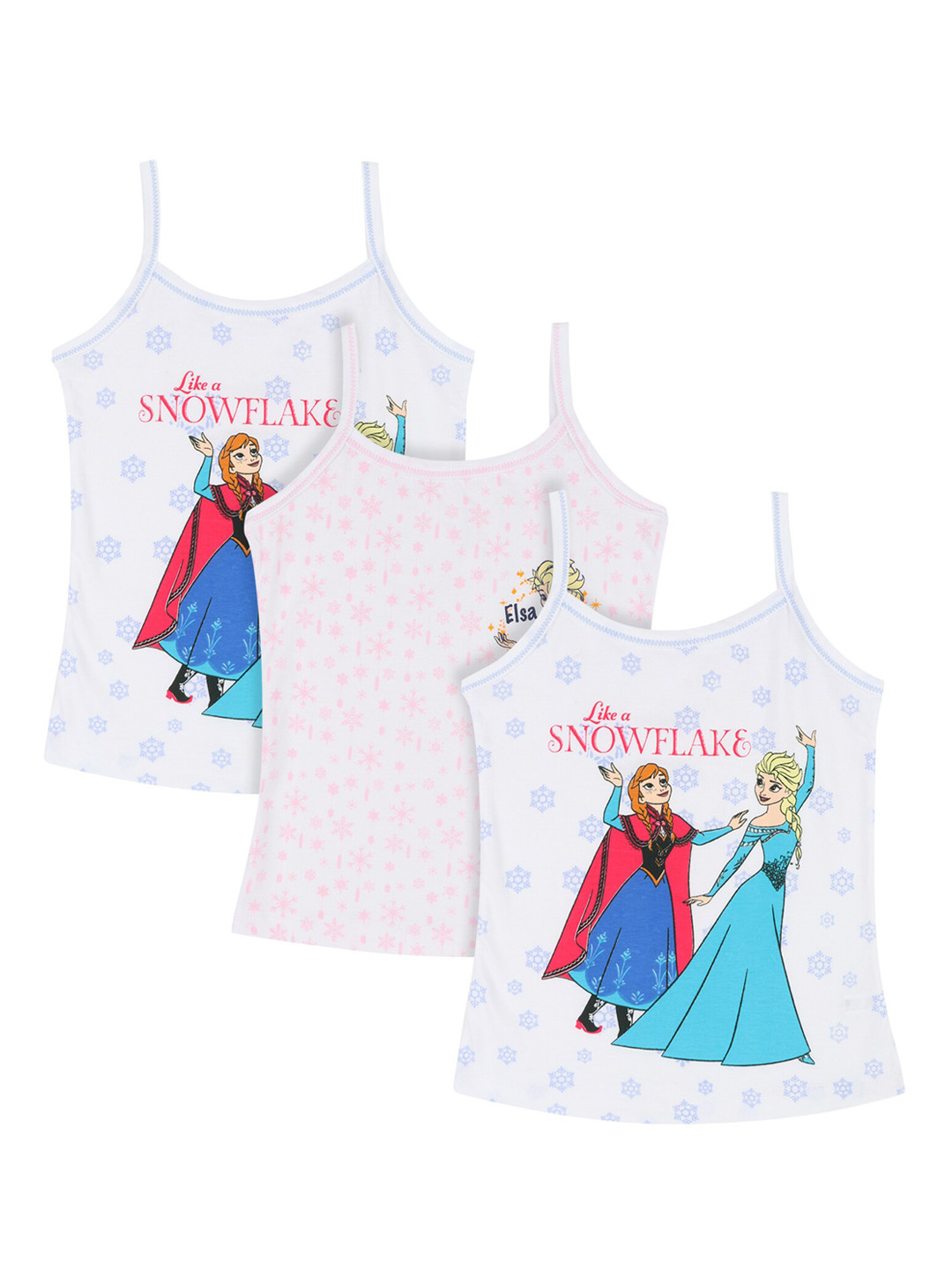 Bodycare Kids Girls Pack Of 3 Assorted Frozen Cotton Innerwear Vests