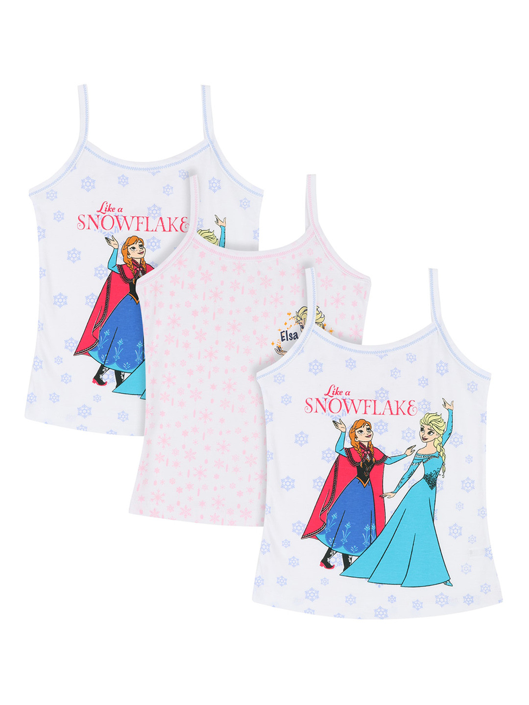 Bodycare Kids Girls Pack Of 3 Assorted Frozen Cotton Innerwear Vests
